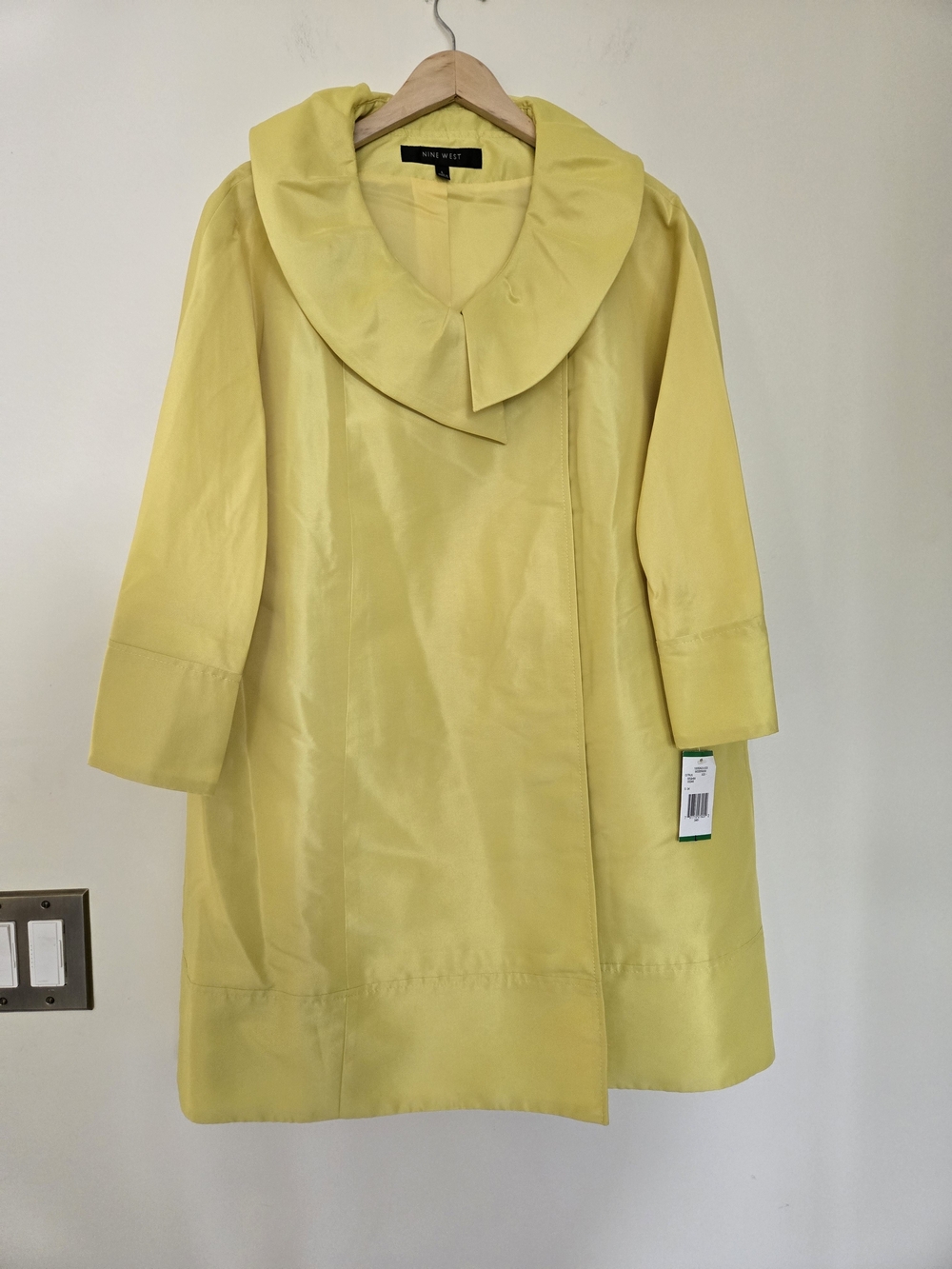 Nine West Bright Yellow Draped Trench Coat - Picture 3 of 9